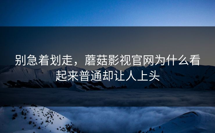 别急着划走，蘑菇影视官网为什么看起来普通却让人上头