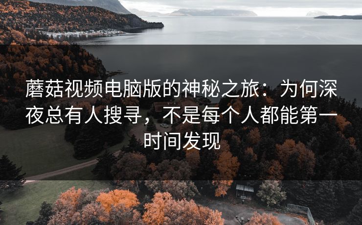 蘑菇视频电脑版的神秘之旅：为何深夜总有人搜寻，不是每个人都能第一时间发现