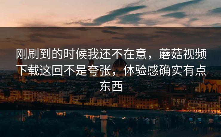 刚刷到的时候我还不在意，蘑菇视频下载这回不是夸张，体验感确实有点东西