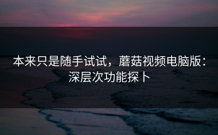 本来只是随手试试，蘑菇视频电脑版：深层次功能探卜