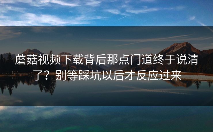 蘑菇视频下载背后那点门道终于说清了？别等踩坑以后才反应过来