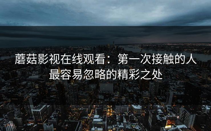 蘑菇影视在线观看：第一次接触的人最容易忽略的精彩之处