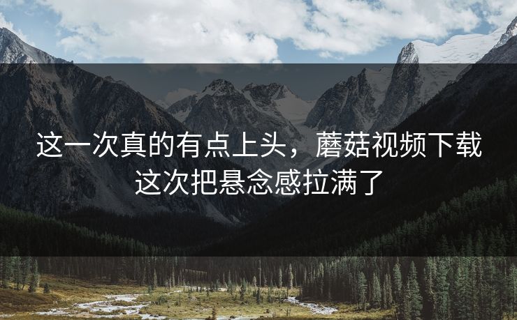 这一次真的有点上头，蘑菇视频下载这次把悬念感拉满了