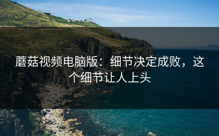 蘑菇视频电脑版：细节决定成败，这个细节让人上头