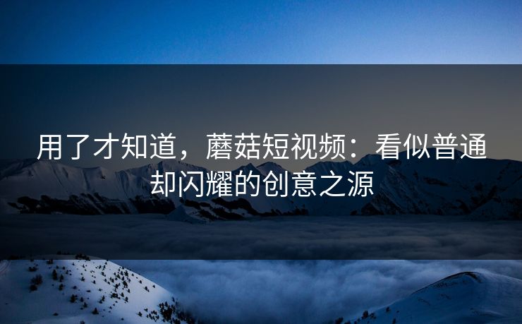 用了才知道，蘑菇短视频：看似普通却闪耀的创意之源